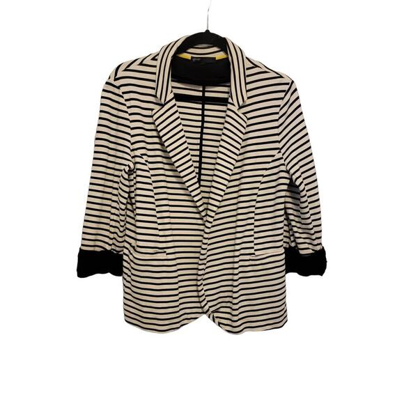 Gibson Striped Jacket Nautical Preppy Black and White 3/4 Sleeve Medium 955 - Picture 1 of 16